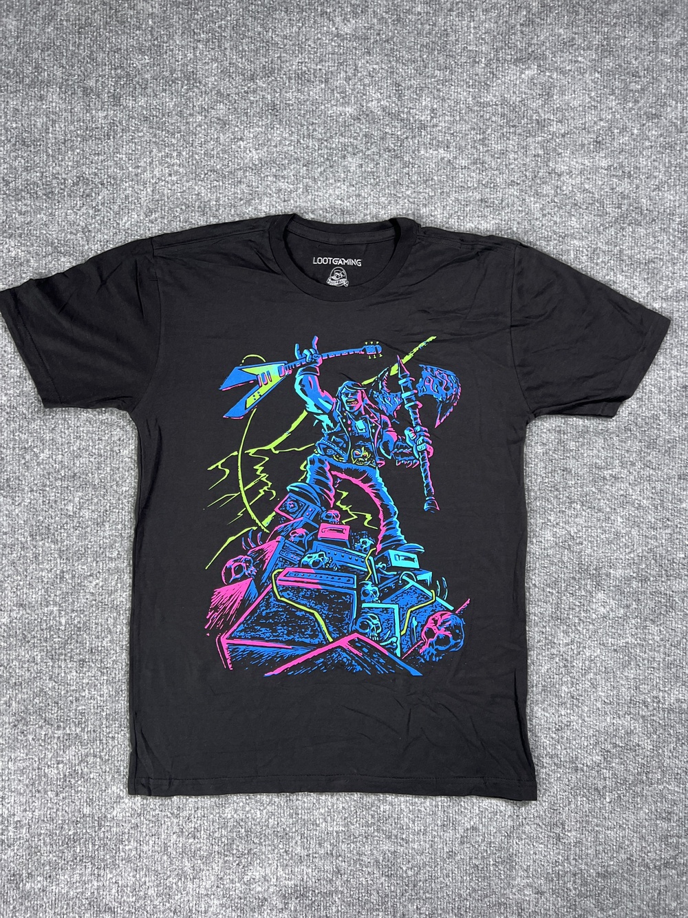 Loot Gaming T Shirt Brutal Legend Black Cotton Graphic Neon Print Mens Small